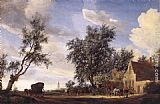 Salomon Van Ruysdael Canvas Paintings - Halt at an Inn